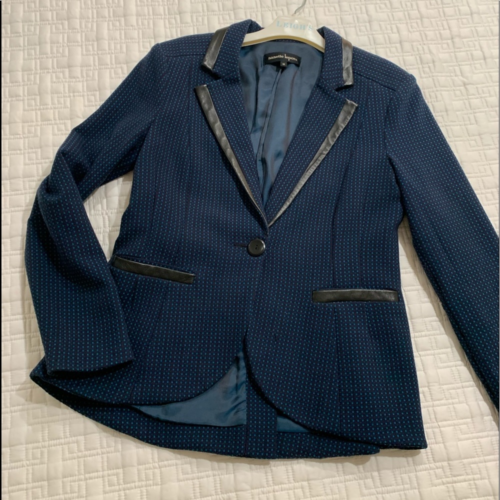 Blazer with leather trim by Nanette Lepore